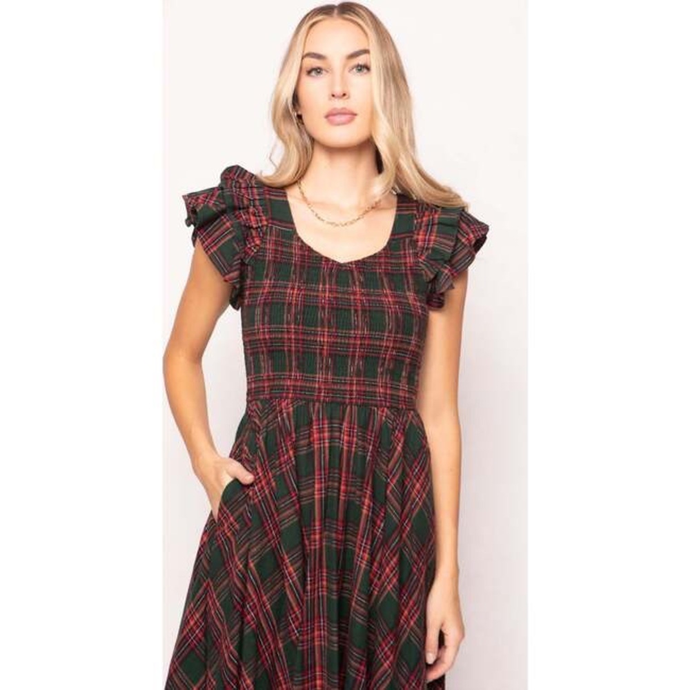 Ivy City Co Hattie Dress in Evergreen Plaid, size 3X - Picture 3 of 8